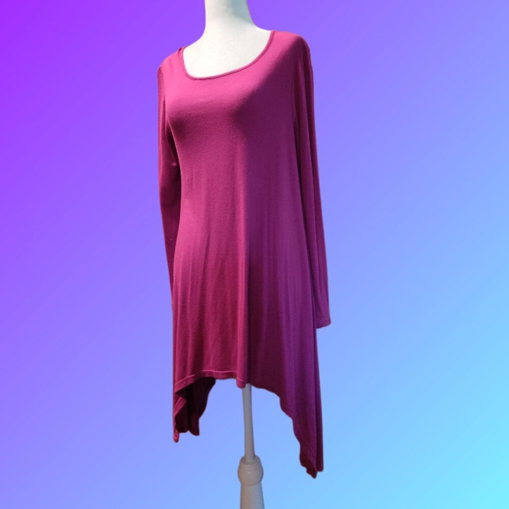 Women's Dark Pink Fuschia Longsleeve High-Low Tunic Size S/M